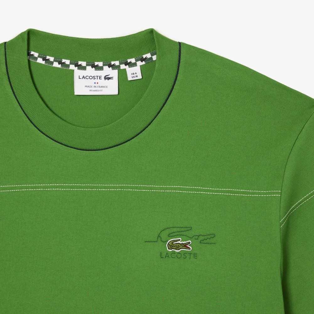 Lacoste Organic Cotton Jersey Stripe T-Shirt Green | IRY-482691