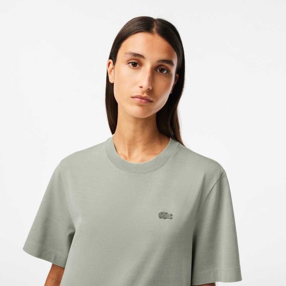 Lacoste Organic Cotton Long T-Shirt Dress Light Green | UKT-384251