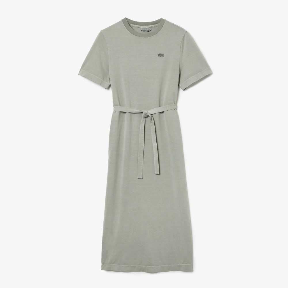 Lacoste Organic Cotton Long T-Shirt Dress Light Green | UKT-384251