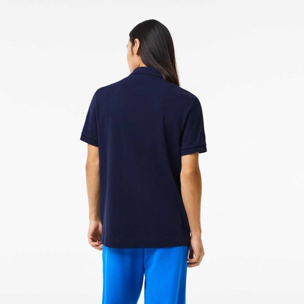 Lacoste Organic Cotton Pique Polo Navy Blue | UVD-736451