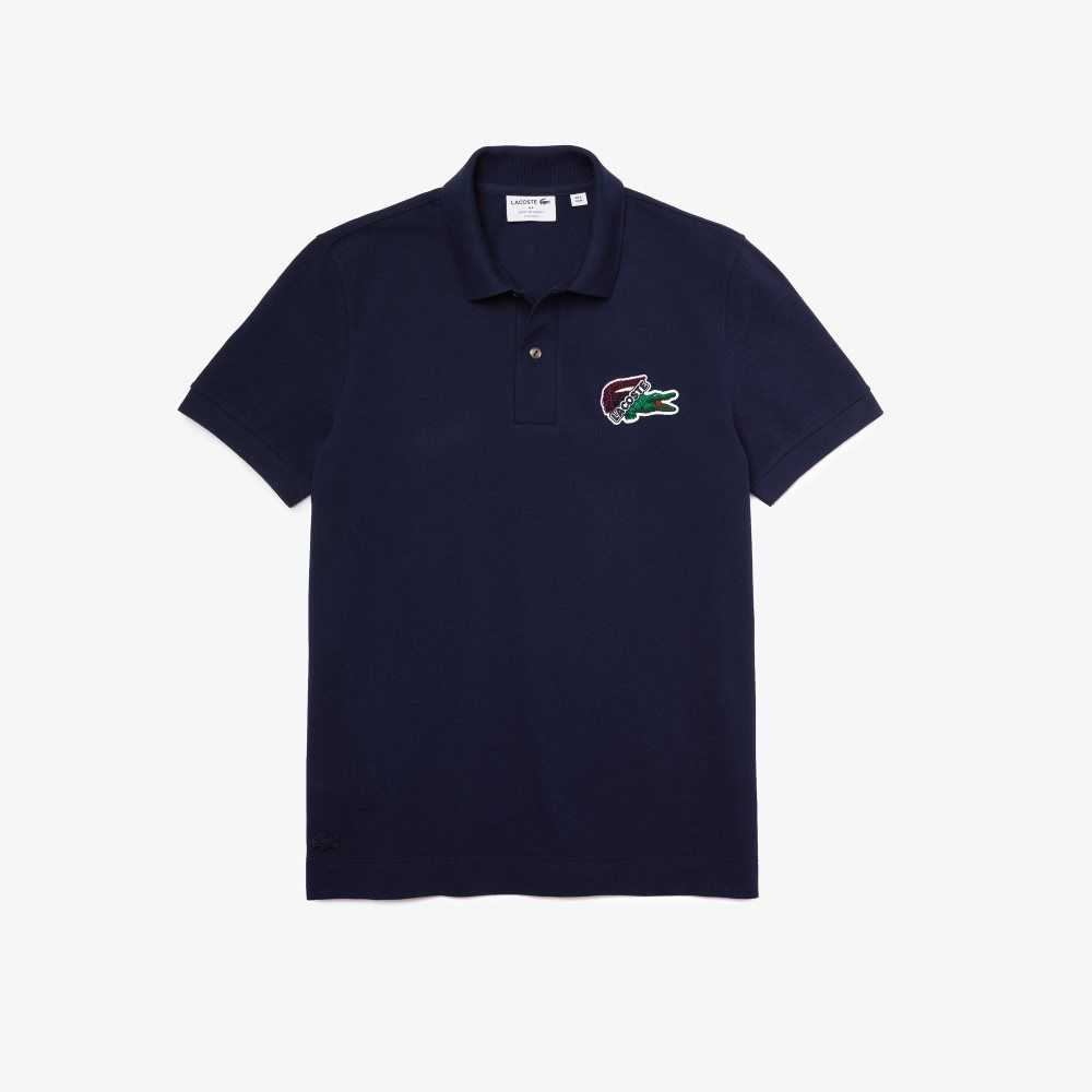 Lacoste Organic Cotton Pique Polo Navy Blue | UVD-736451