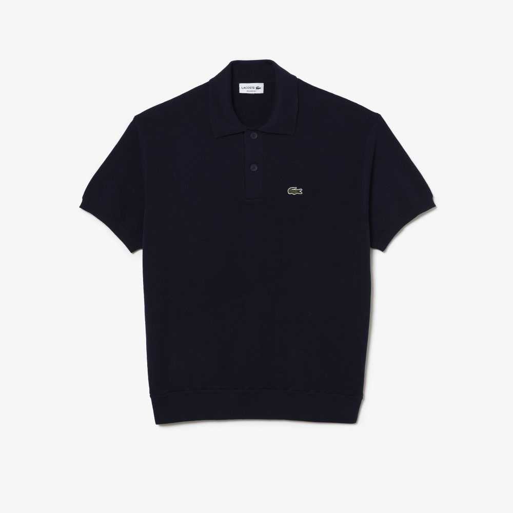 Lacoste Organic Cotton Polo Neck Sweater Navy Blue | EKX-596813