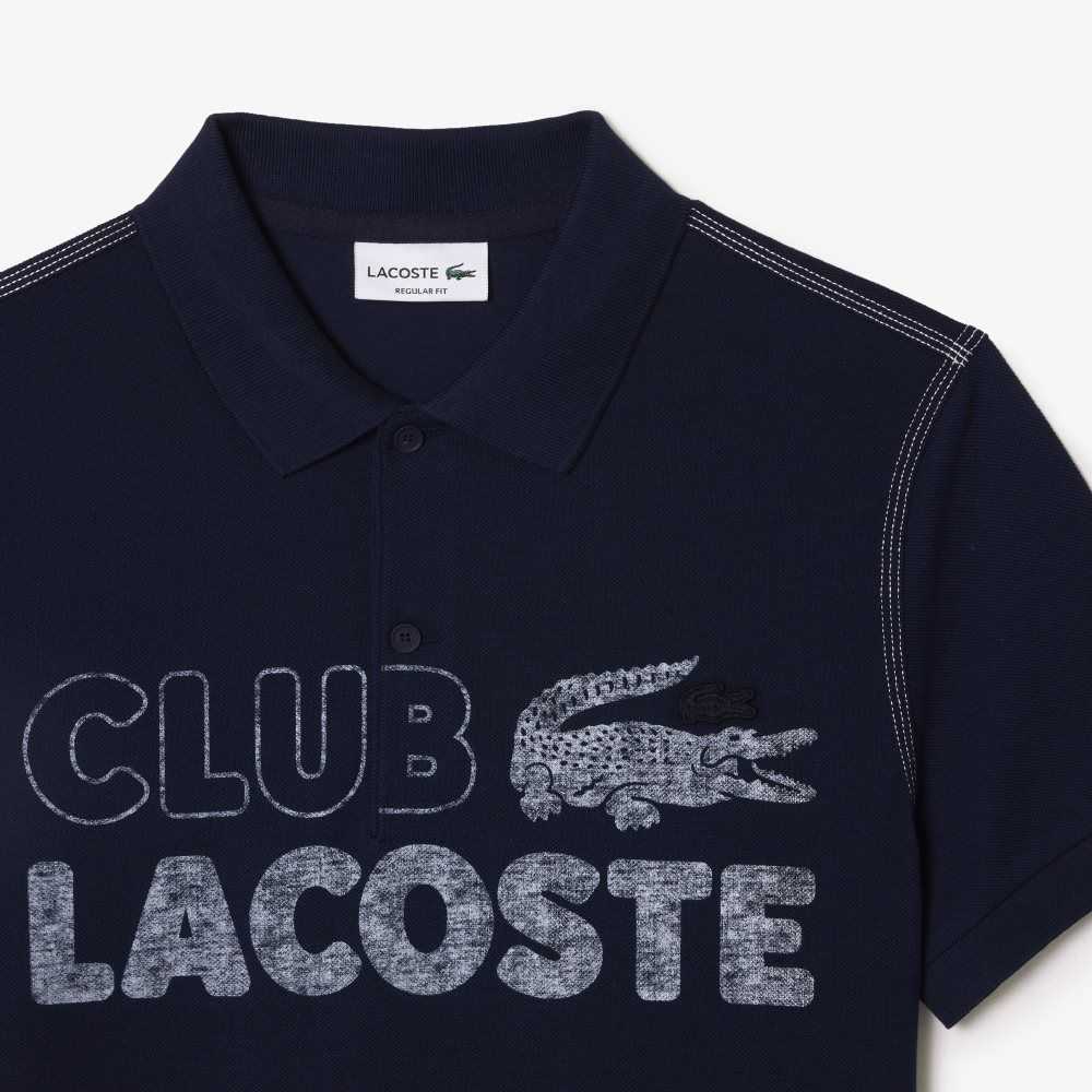 Lacoste Organic Cotton Printed Polo Navy Blue | YXC-526798