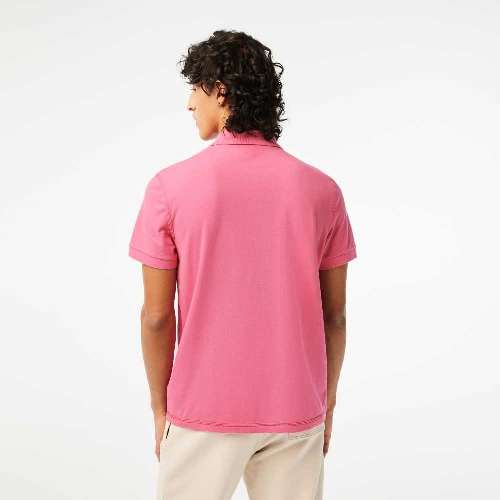 Lacoste Organic Cotton Printed Polo Pink | TSC-180962