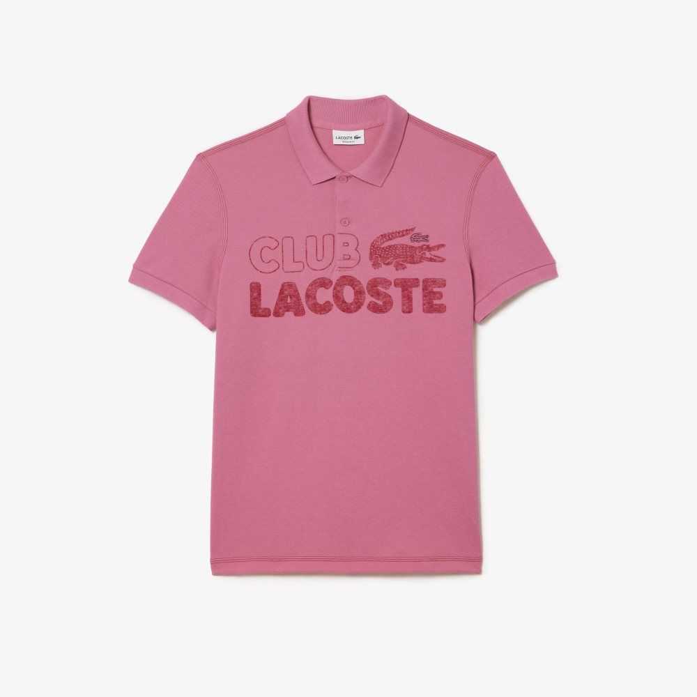 Lacoste Organic Cotton Printed Polo Pink | TSC-180962