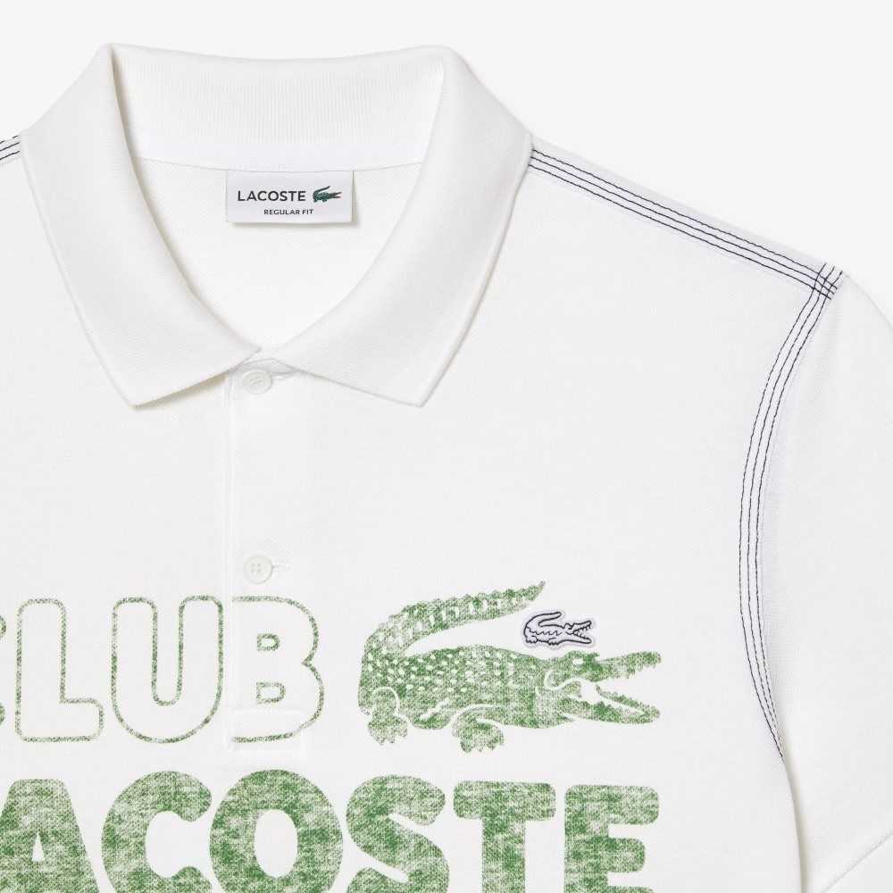 Lacoste Organic Cotton Printed Polo White | XQS-259410