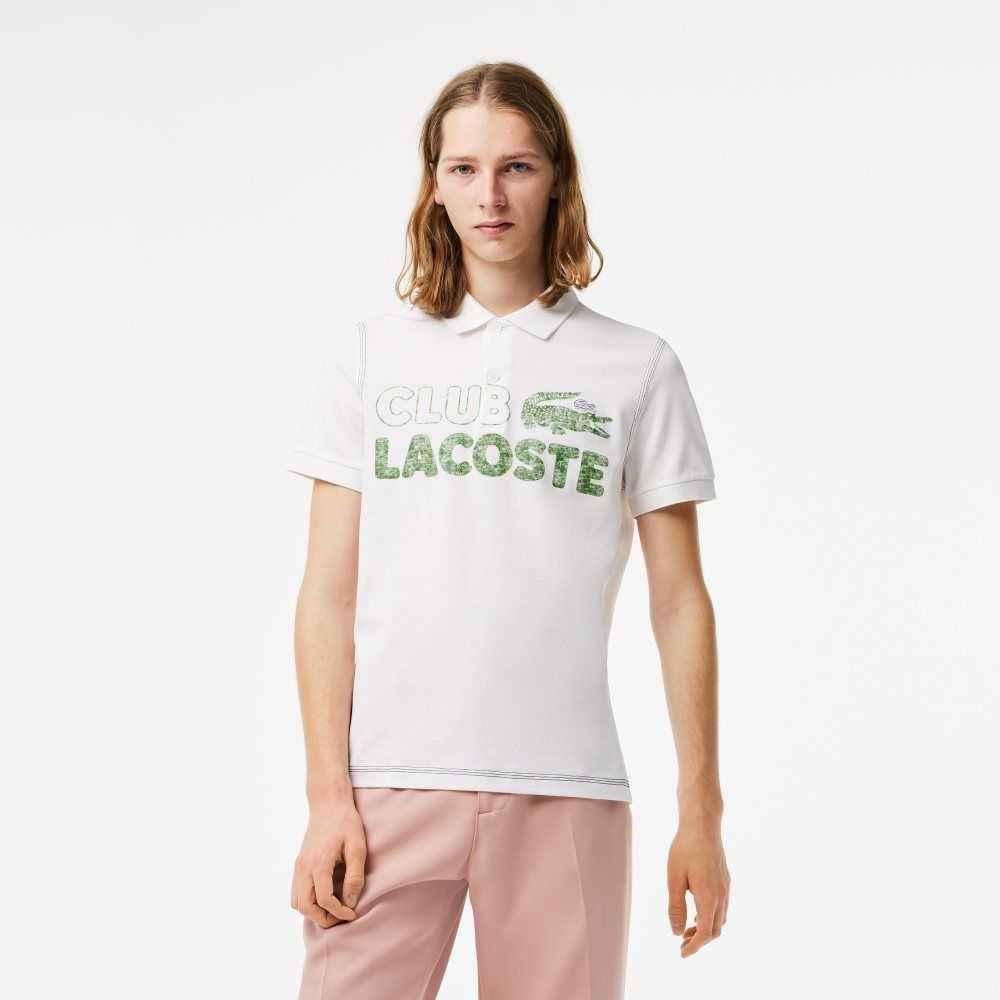 Lacoste Organic Cotton Printed Polo White | XQS-259410