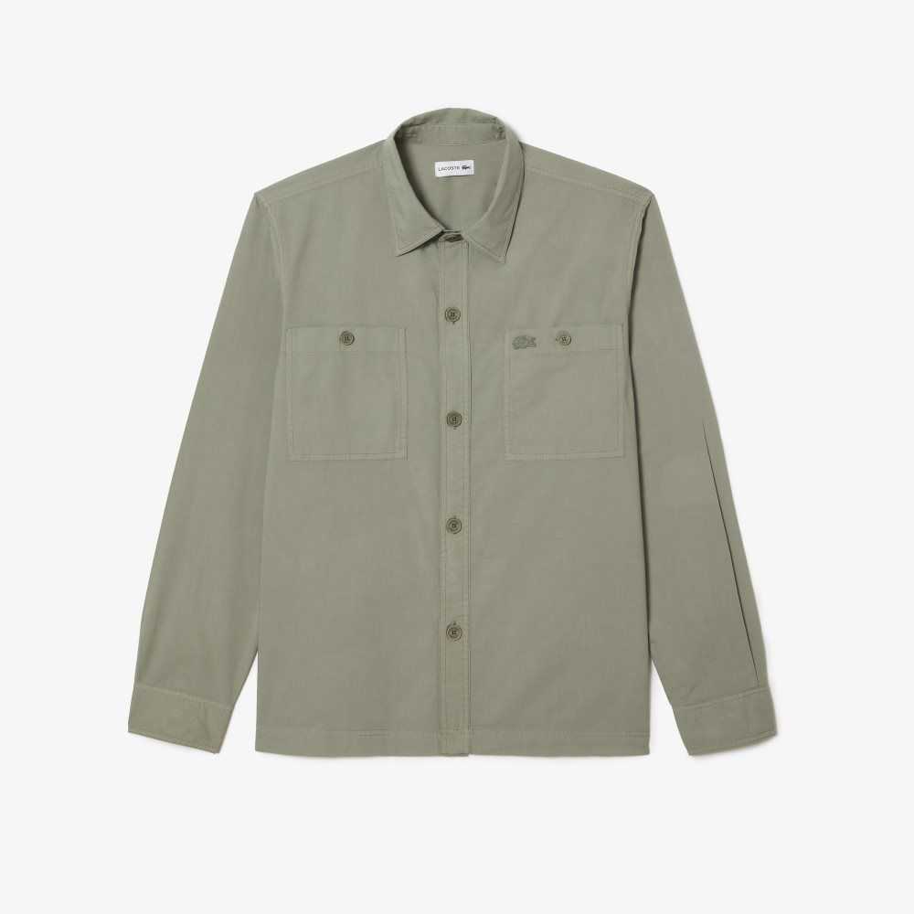 Lacoste Organic Cotton Shirt Khaki Green | OBZ-784061