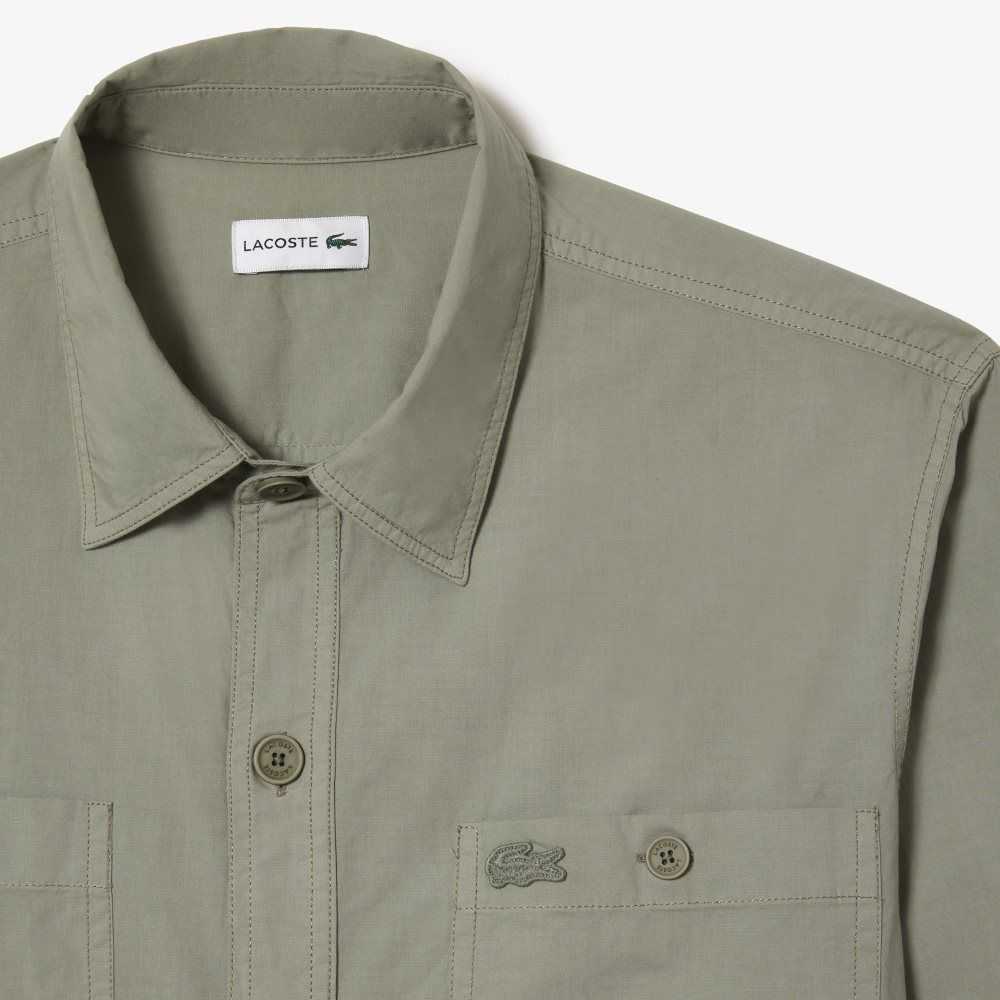 Lacoste Organic Cotton Shirt Khaki Green | OBZ-784061