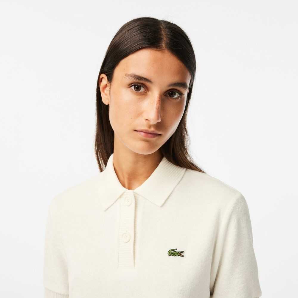 Lacoste Organic Cotton Terry Cloth Polo White | IWS-768104