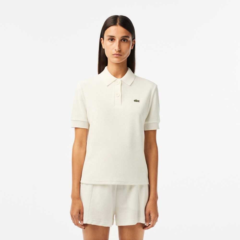 Lacoste Organic Cotton Terry Cloth Polo White | IWS-768104