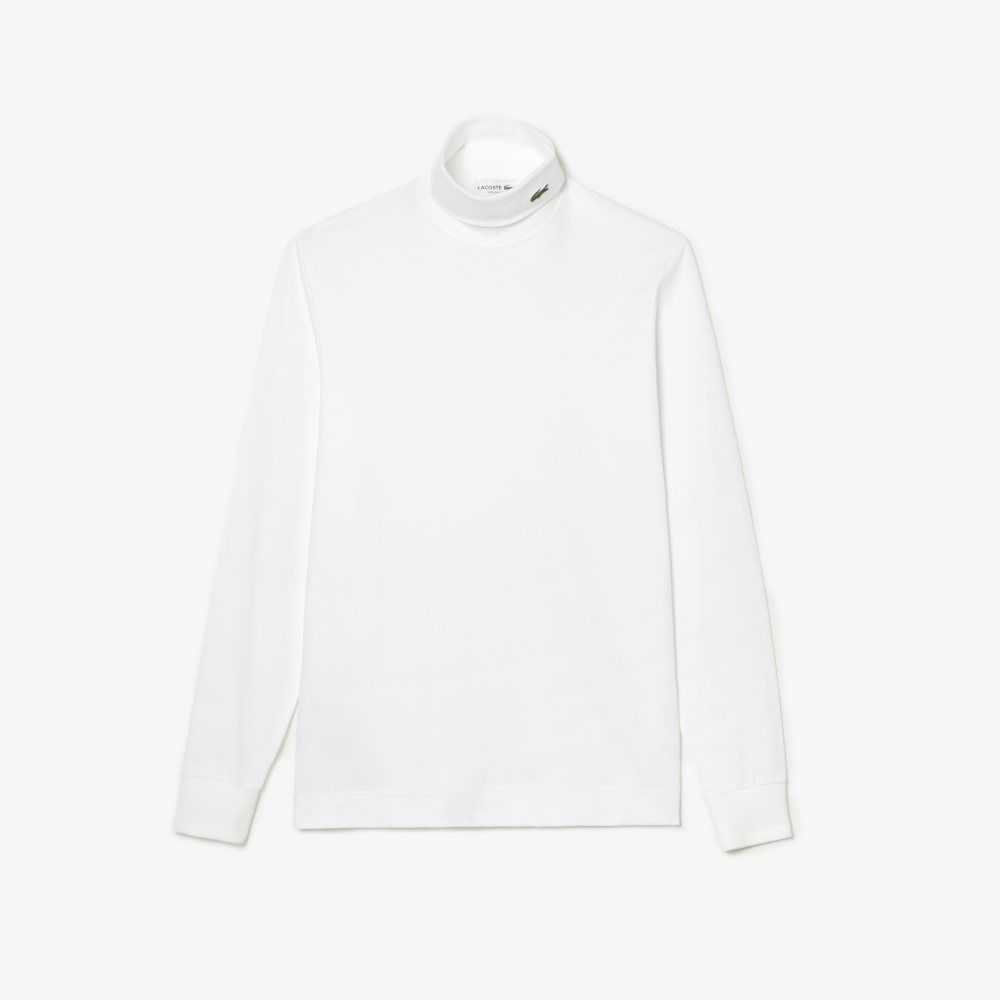 Lacoste Organic Cotton Turtleneck T-Shirt White | TJI-928457