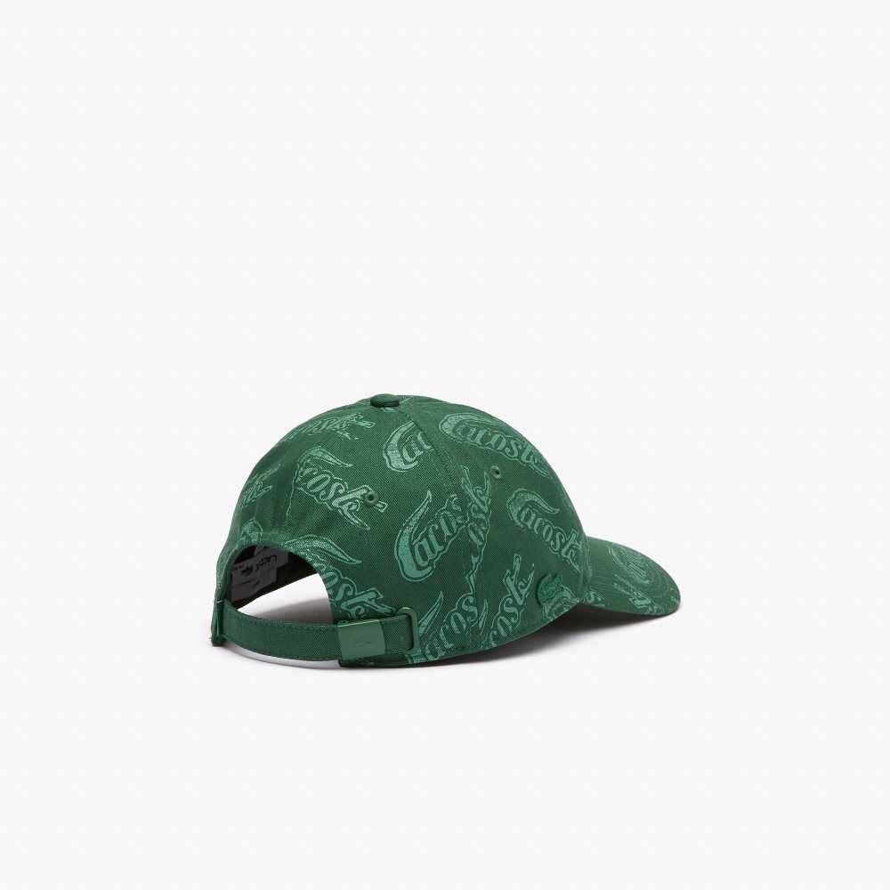 Lacoste Organic Cotton Vintage Print Cap Green / Khaki Green | DAU-769148