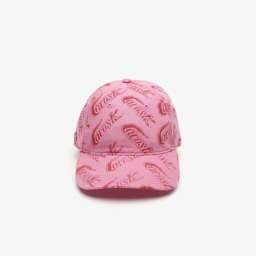 Lacoste Organic Cotton Vintage Print Cap Pink / Red | IVR-813479