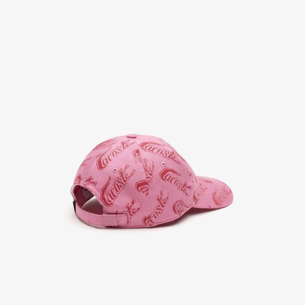 Lacoste Organic Cotton Vintage Print Cap Pink / Red | IVR-813479