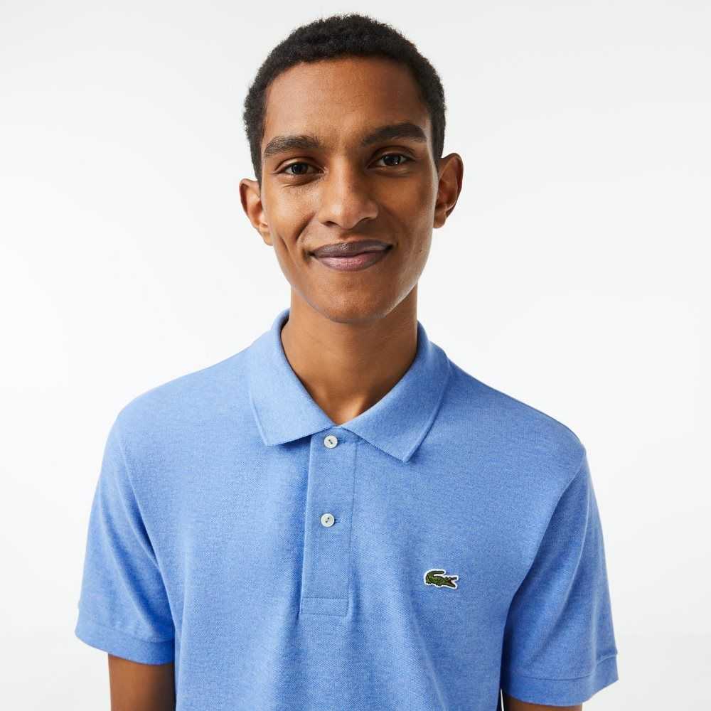 Lacoste Original L.12.12 Heathered Petit Pique Cotton Polo Blue Chine | BEJ-396018