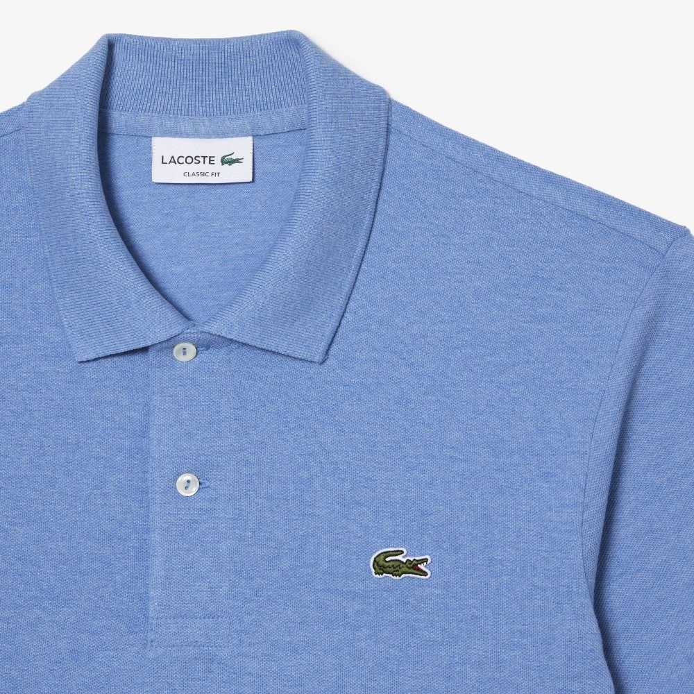 Lacoste Original L.12.12 Heathered Petit Pique Cotton Polo Blue Chine | BEJ-396018