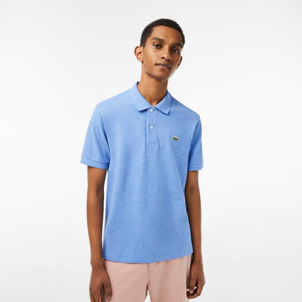 Lacoste Original L.12.12 Heathered Petit Pique Cotton Polo Blue Chine | BEJ-396018