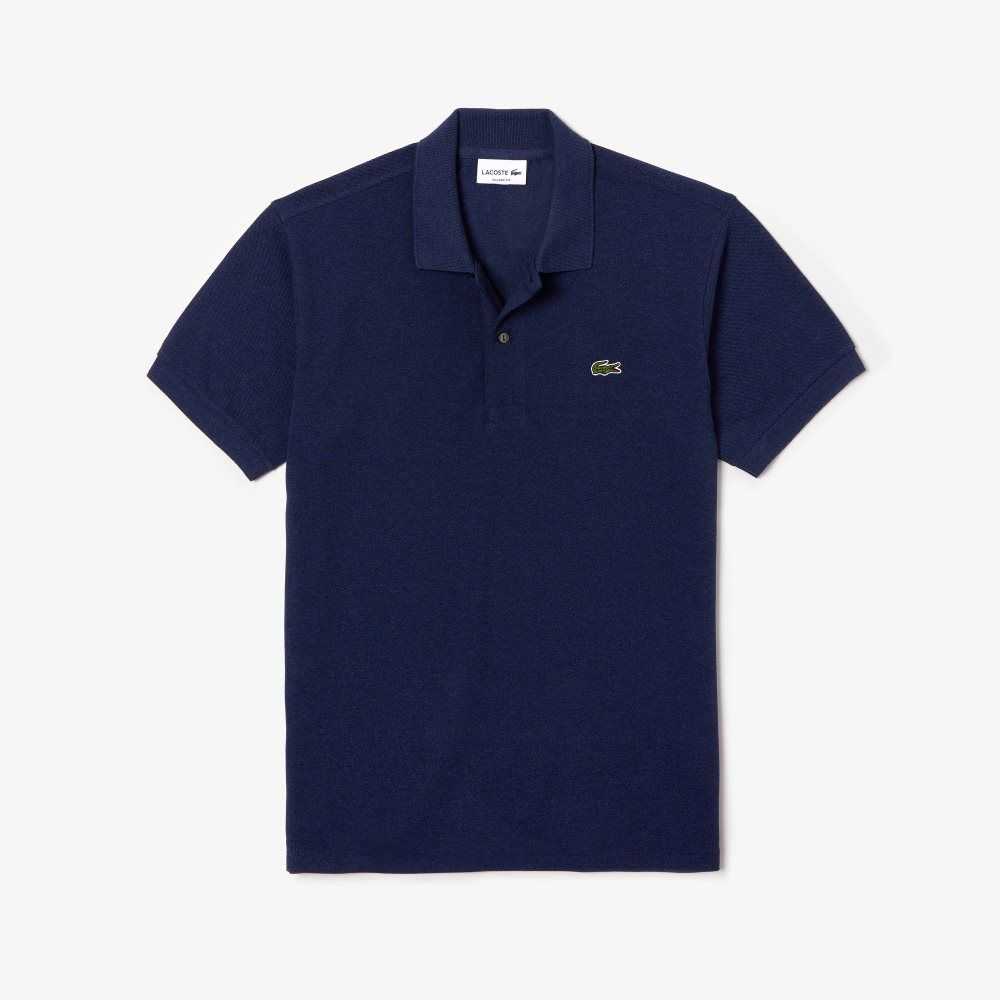 Lacoste Original L.12.12 Heathered Petit Pique Cotton Polo Blue Chine | FLP-206387