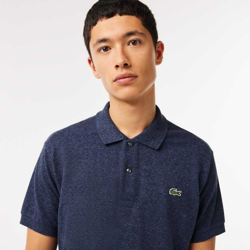 Lacoste Original L.12.12 Heathered Petit Pique Cotton Polo Blue Chine | VKB-950463