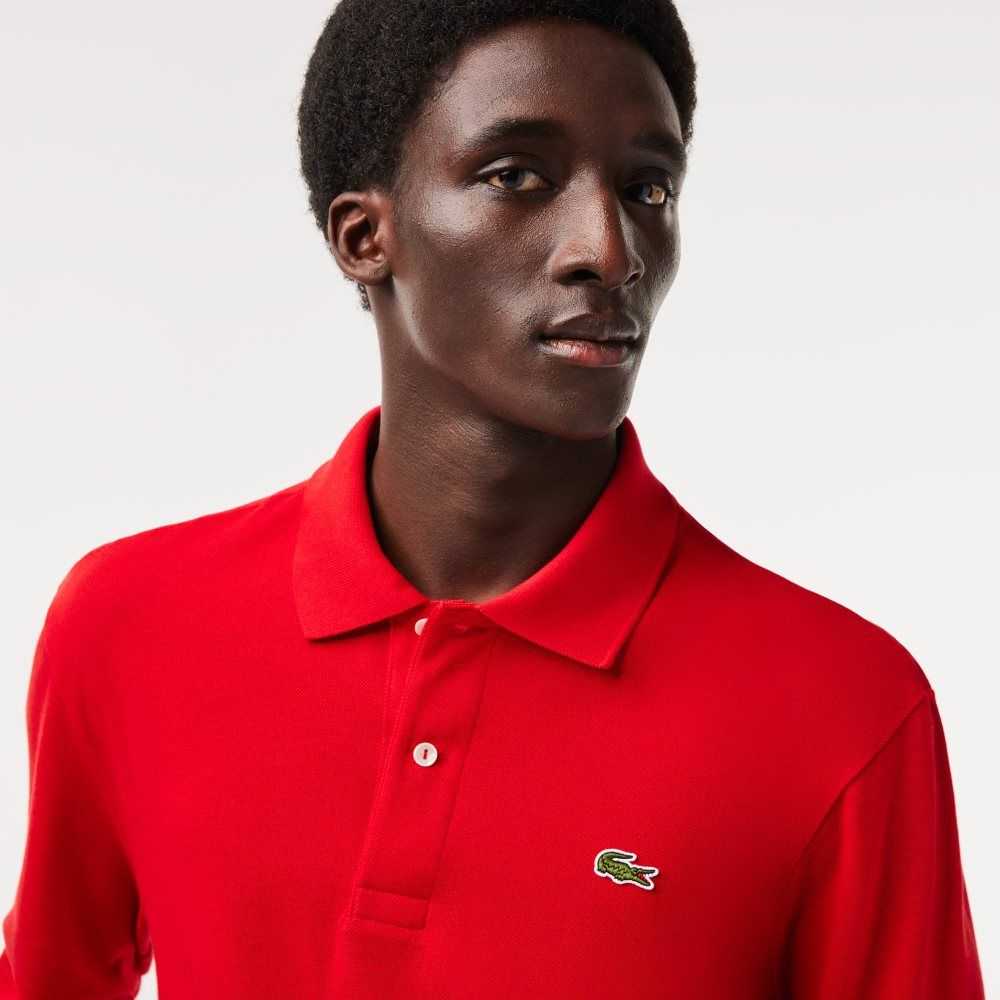 Lacoste Original L.12.12 Long Sleeve Cotton Polo Red | CAJ-087635