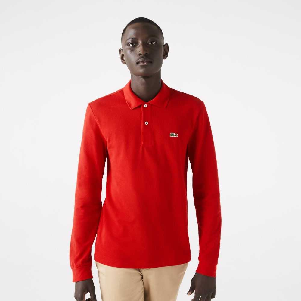 Lacoste Original L.12.12 Long Sleeve Cotton Polo Red | CAJ-087635