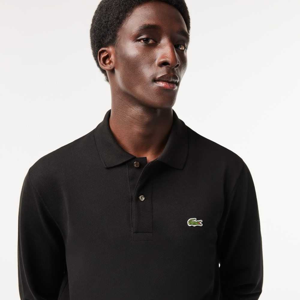 Lacoste Original L.12.12 Long Sleeve Cotton Polo Black | NXU-964801