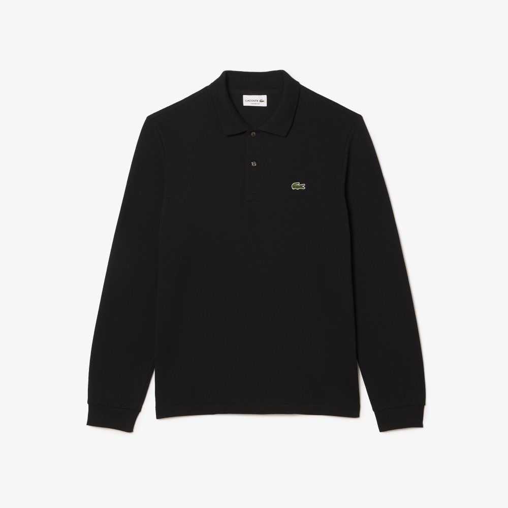 Lacoste Original L.12.12 Long Sleeve Cotton Polo Black | NXU-964801