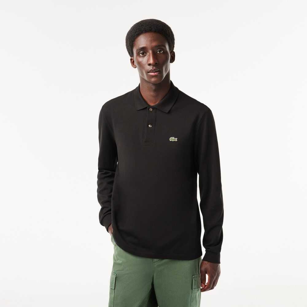 Lacoste Original L.12.12 Long Sleeve Cotton Polo Black | NXU-964801