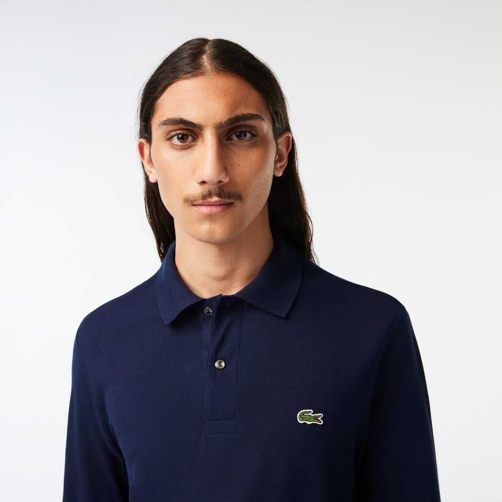 Lacoste Original L.12.12 Long Sleeve Cotton Polo Navy Blue | XCP-328794