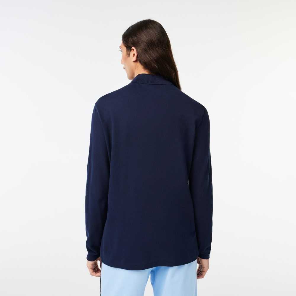 Lacoste Original L.12.12 Long Sleeve Cotton Polo Navy Blue | XCP-328794