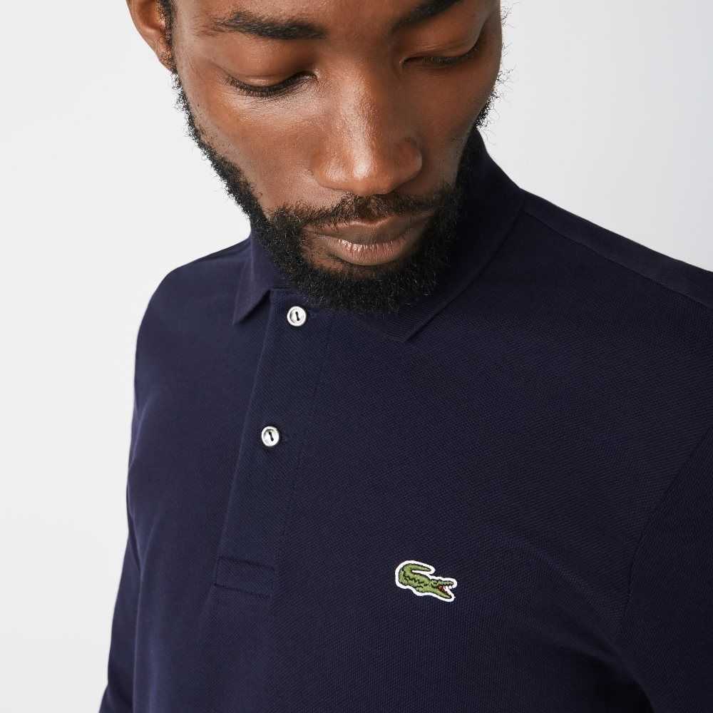 Lacoste Original L.12.12 Long Sleeve Cotton Polo Navy Blue | XCP-328794