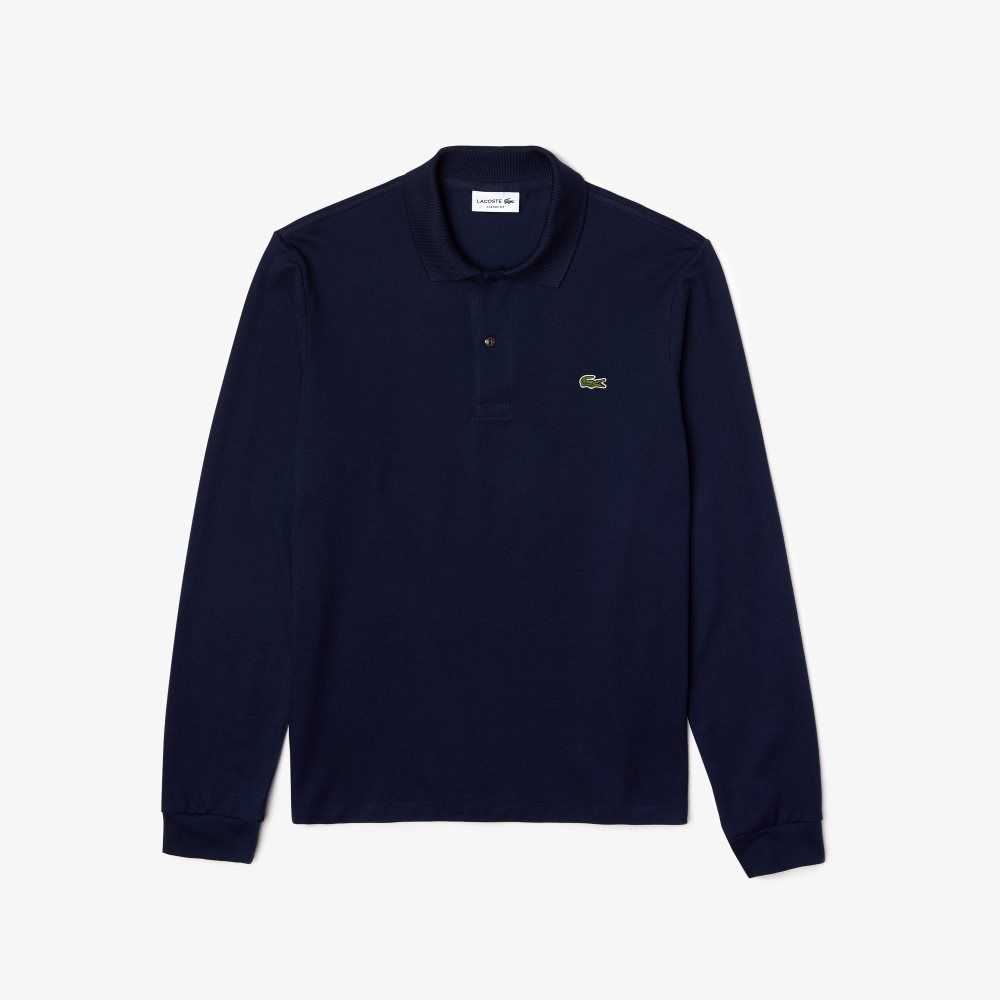 Lacoste Original L.12.12 Long Sleeve Cotton Polo Navy Blue | XCP-328794