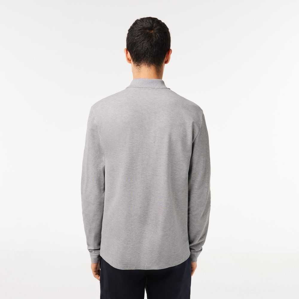 Lacoste Original L.12.12 Long Sleeve Heathered Cotton Polo Grey Chine | AQB-901572