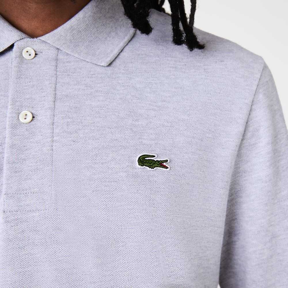 Lacoste Original L.12.12 Long Sleeve Heathered Cotton Polo Grey Chine | AQB-901572