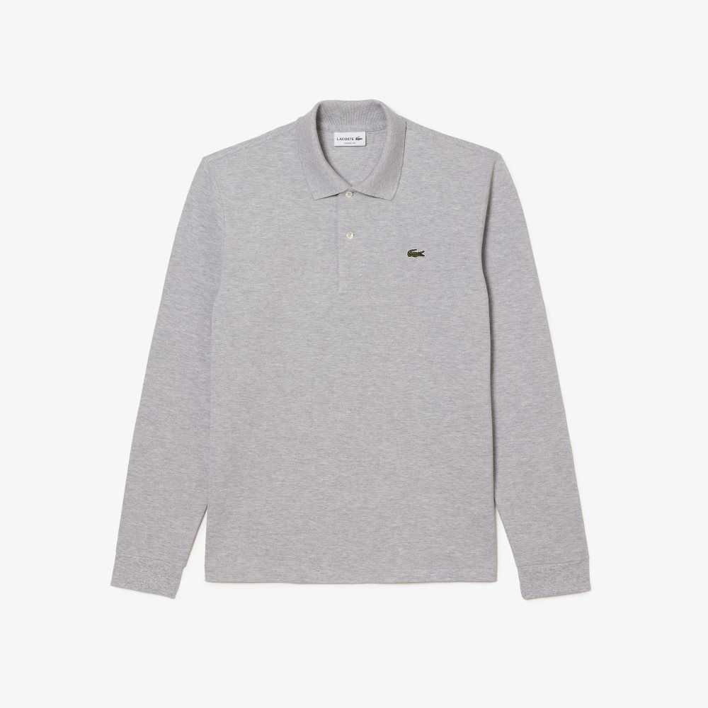 Lacoste Original L.12.12 Long Sleeve Heathered Cotton Polo Grey Chine | AQB-901572