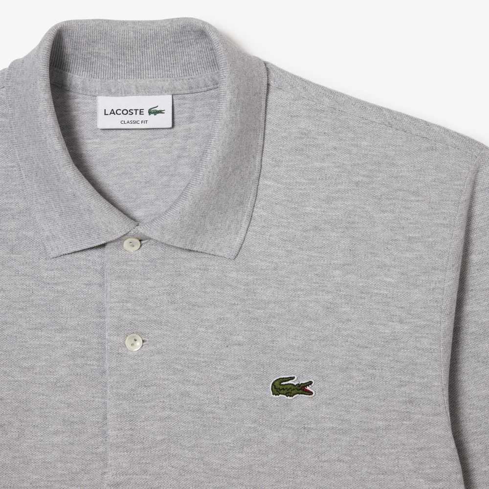 Lacoste Original L.12.12 Long Sleeve Heathered Cotton Polo Grey Chine | AQB-901572