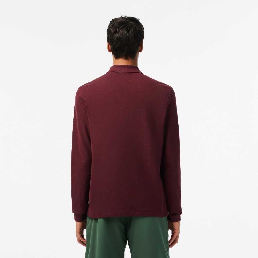 Lacoste Original L.12.12 Long Sleeve Heathered Cotton Polo Bordeaux | CGE-219756