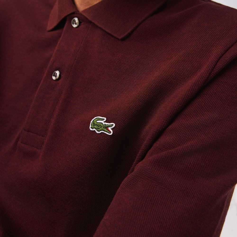 Lacoste Original L.12.12 Long Sleeve Heathered Cotton Polo Bordeaux | CGE-219756