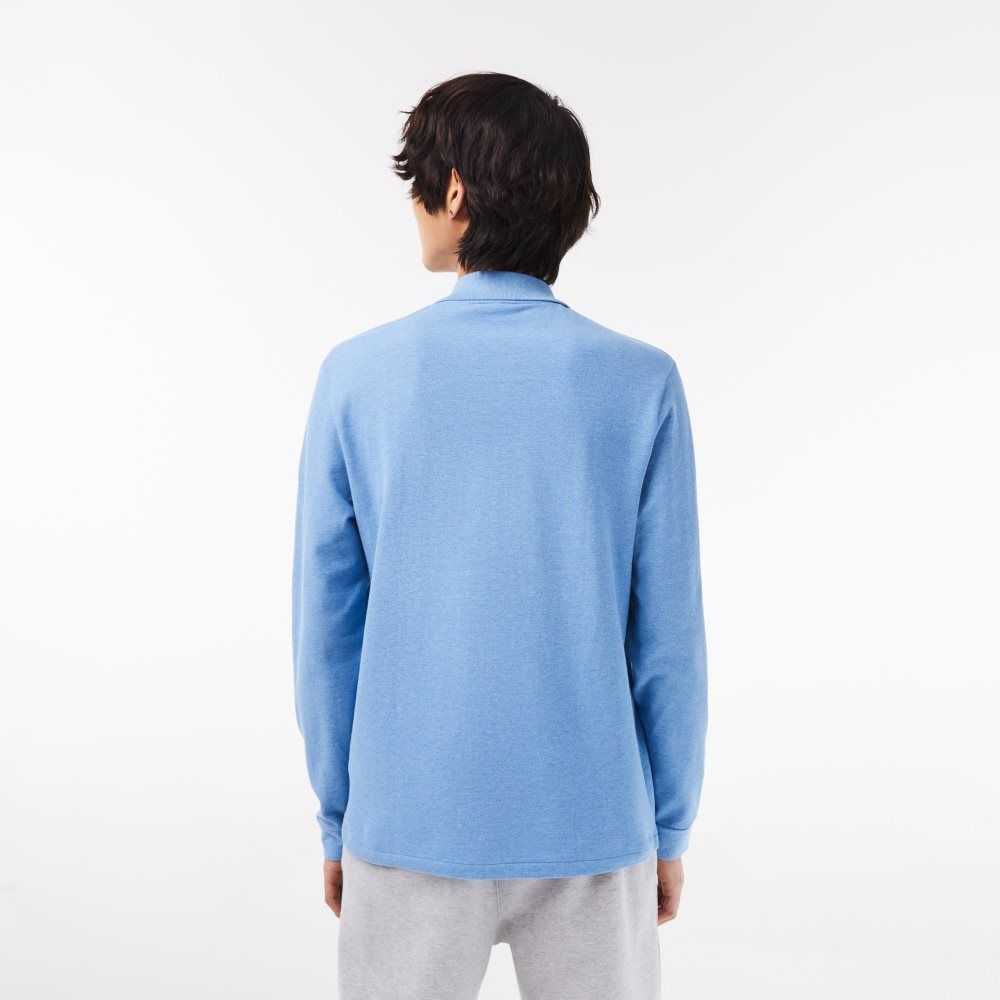 Lacoste Original L.12.12 Long Sleeve Heathered Cotton Polo Blue Chine | JKA-468109