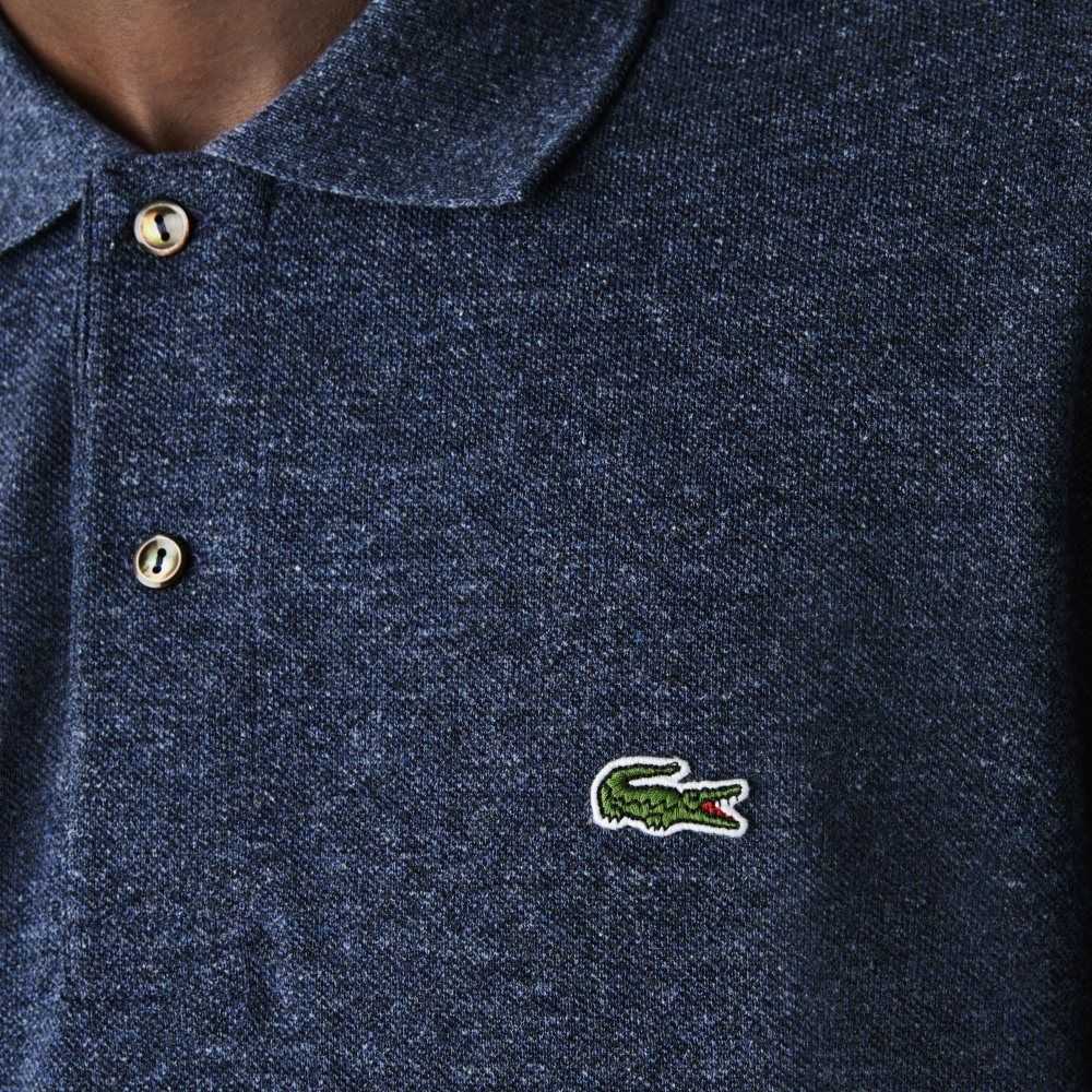 Lacoste Original L.12.12 Long Sleeve Heathered Cotton Polo Blue Chine | VJU-391728