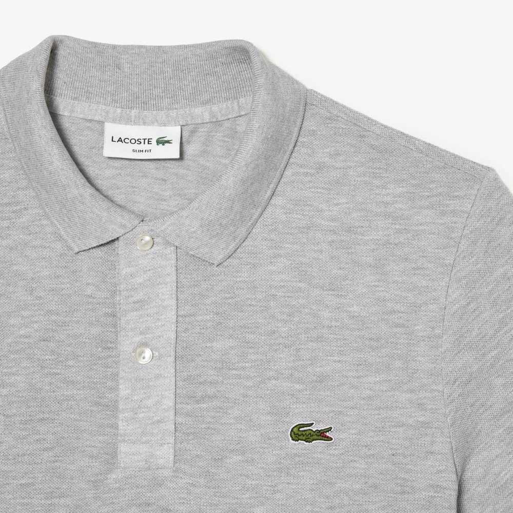 Lacoste Original L.12.12 Slim Fit Petit Pique Cotton Polo Grey Chine | DRQ-497015