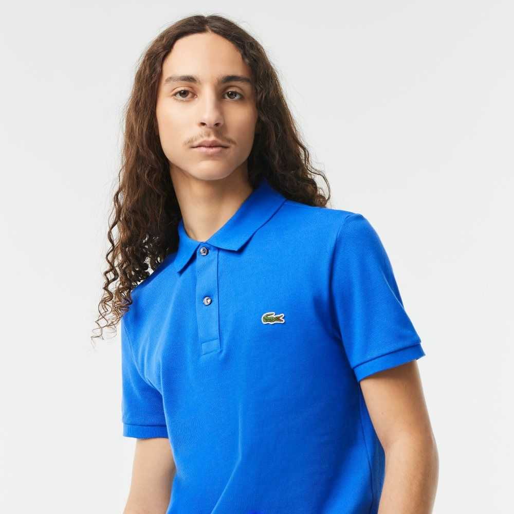 Lacoste Original L.12.12 Slim Fit Petit Pique Cotton Polo Blue | EAI-376529