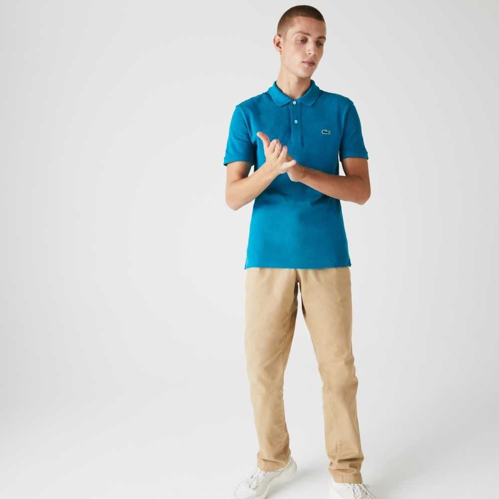 Lacoste Original L.12.12 Slim Fit Petit Pique Cotton Polo Blue | FAU-429708