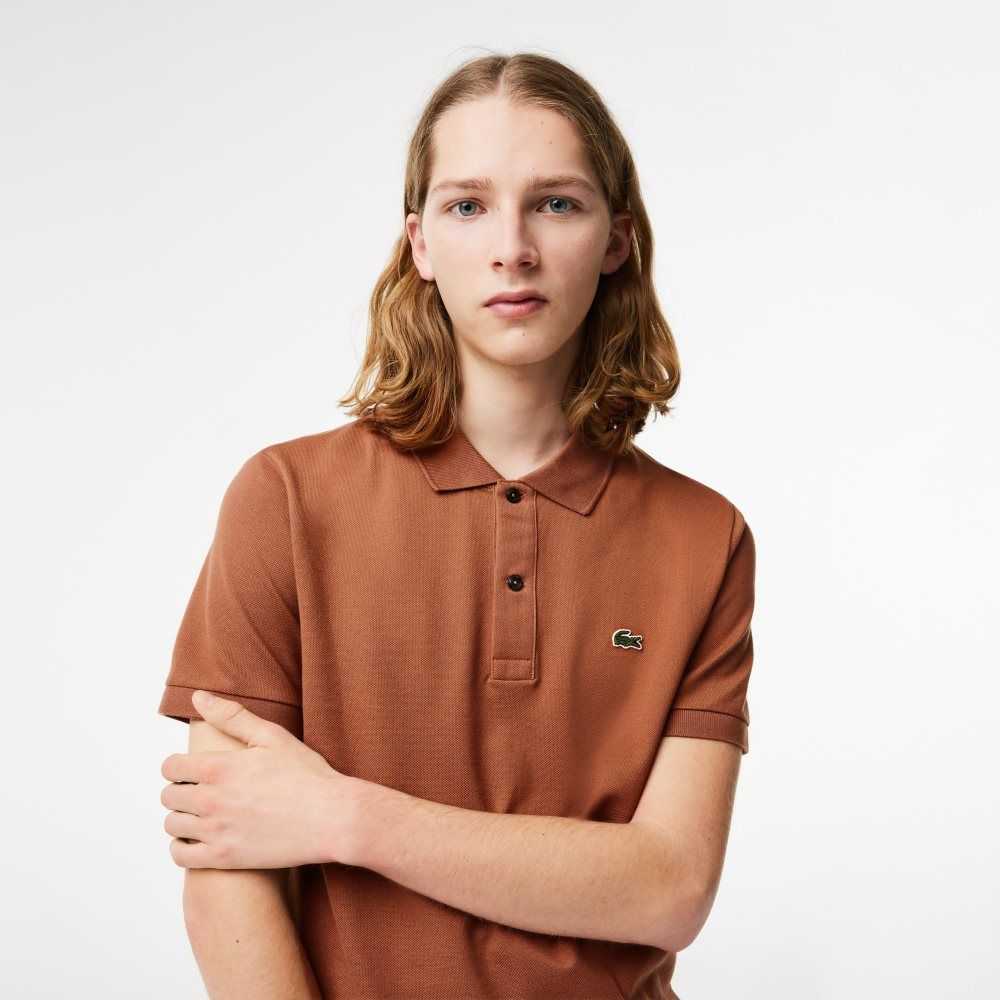 Lacoste Original L.12.12 Slim Fit Petit Pique Cotton Polo Light Brown | UYV-893675