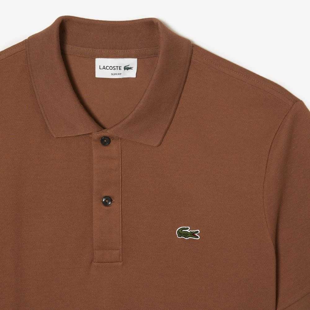 Lacoste Original L.12.12 Slim Fit Petit Pique Cotton Polo Light Brown | UYV-893675