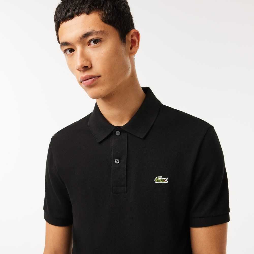 Lacoste Original L.12.12 Slim Fit Petit Pique Cotton Polo Black | XEN-074956