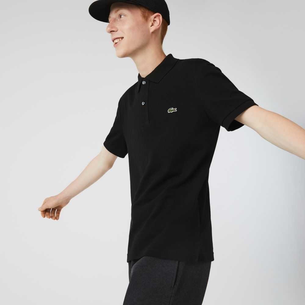 Lacoste Original L.12.12 Slim Fit Petit Pique Cotton Polo Black | XEN-074956