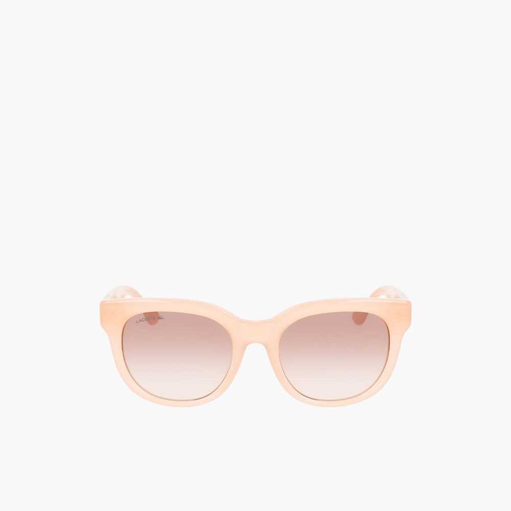 Lacoste Oval Acetate Croco Skin Sunglasses Rose | ITA-935428