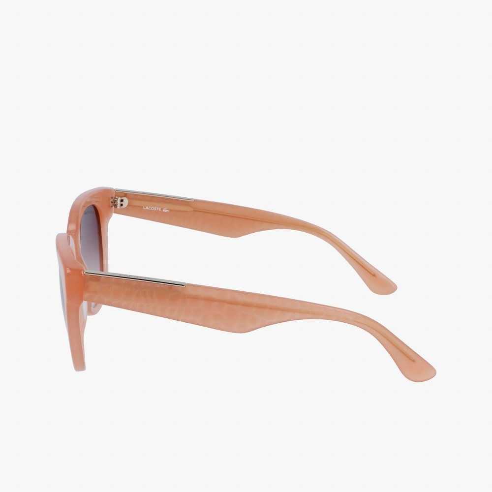 Lacoste Oval Acetate Croco Skin Sunglasses Rose | ITA-935428